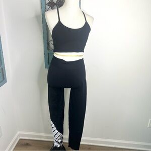 Zyia Active Black Workout Set, Leggings and Crop Sports Bra Top